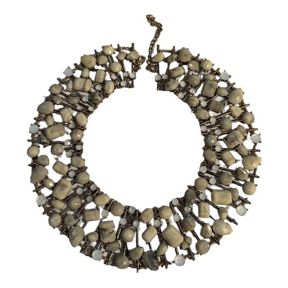 Sophia + Kate Collection Women’s Gemstone Collar Necklace Ivory And Gold. - Picture 13 of 16